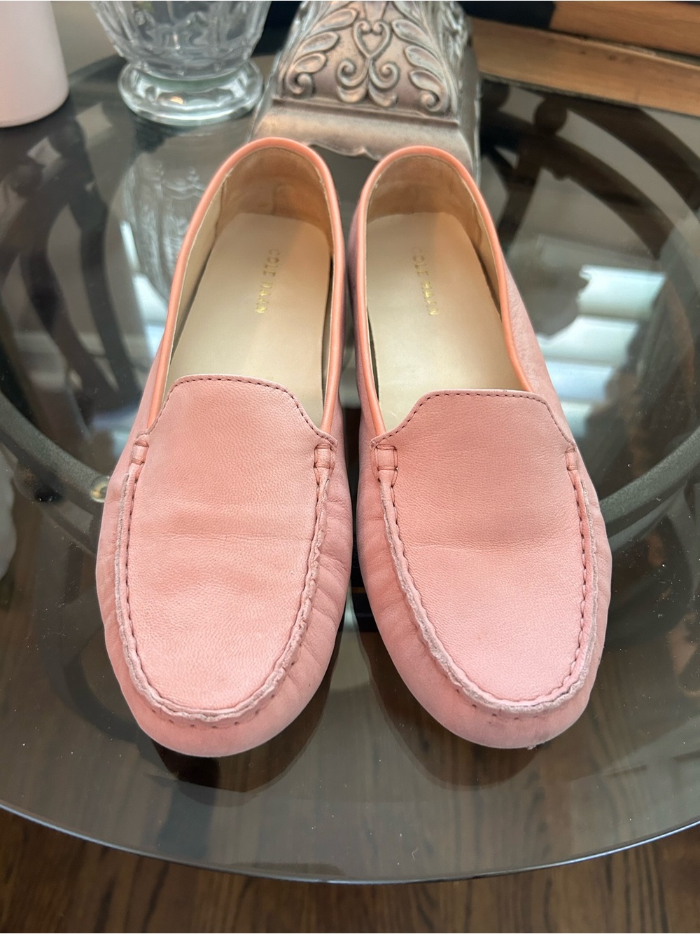 Cole Haan Coral Pink Leather Slip-On Loafers